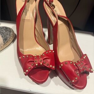 Valentino Red Bow Studded Heels